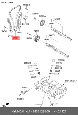 Цепь ГРМ - газораспределительного механизма 243212B200 HYUNDAI KIA