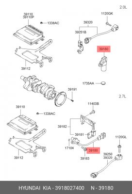 Датчик положения коленвала 3918027400 HYUNDAI KIA
