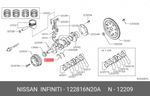 Вкладыши коренные коленвала 12281-6N20A NISSAN