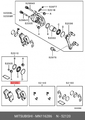 Колодки тормозные дисковые MN116286 MITSUBISHI