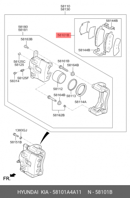 Колодки тормозные дисковые 58101A4A11 HYUNDAI KIA