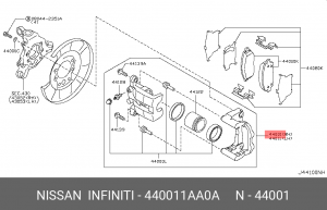 Суппорт тормозной 44001-1AA0A NISSAN