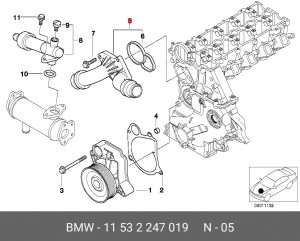 Термостат системы охлаждения 11 53 2 247 019 BMW