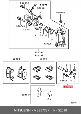 Суппорт тормозной (ремкомплект) MB857337 MITSUBISHI
