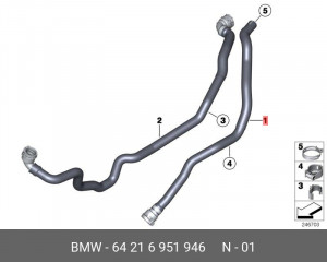 Патрубок системы охлаждения ДВС 64 21 6 951 946 BMW