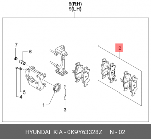 Колодки тормозные дисковые 0K9Y63328Z HYUNDAI KIA