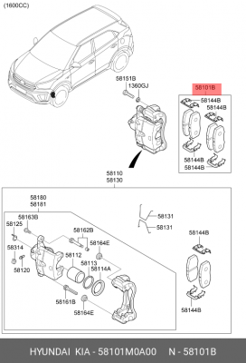 Колодки тормозные дисковые 58101M0A00 HYUNDAI KIA