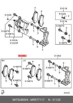 Колодки тормозные дисковые MR977117 MITSUBISHI