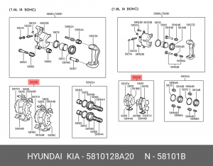 Колодки тормозные дисковые 58101-28A20 HYUNDAI KIA