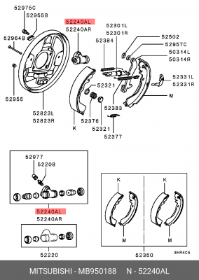 Цилиндр тормозной рабочий MB950188 MITSUBISHI