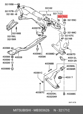 Сайлентблок задней балки MB303626 MITSUBISHI