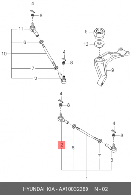 Наконечник рулевой тяги AA10032280 HYUNDAI KIA