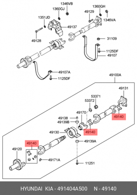 Кардан рулевой колонки 491404A500 HYUNDAI KIA