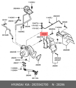 Прокладка турбокомпрессора 2825542700 HYUNDAI KIA