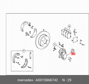 Суппорт тормозной (ремкомплект) A 001 586 87 42 MERCEDES BENZ