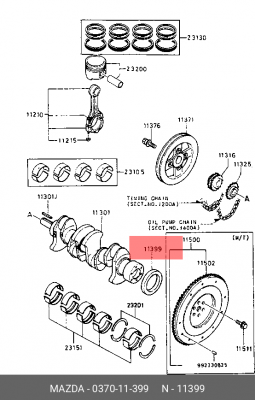 Сальник коленвала 0370-11-399 MAZDA