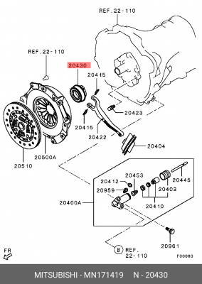 Подшипник выжимной сцепления MN171419 MITSUBISHI
