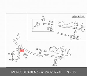 Кронштейн крепления стабилизатора подвески A 124 323 27 40 MERCEDES BENZ