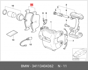 Колодки тормозные дисковые 34 11 3 404 362 BMW
