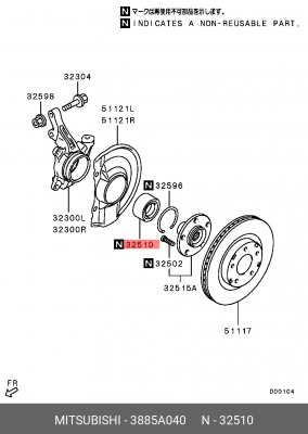 Подшипник ступицы колеса 3885A040 MITSUBISHI