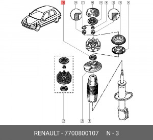 Опора амортизатора подвески 7700800107 RENAULT