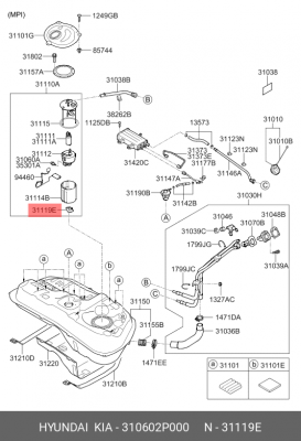 Фильтр топливный 310602P000 HYUNDAI KIA