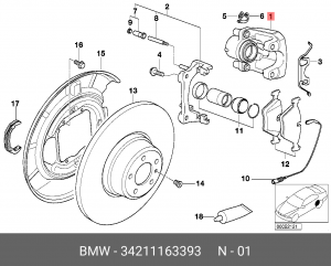 Суппорт тормозной 34211163393 BMW