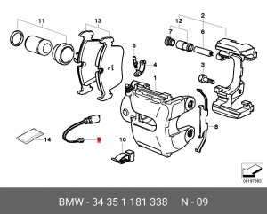 Датчик износа тормозных колодок 34 35 1 181 338 BMW