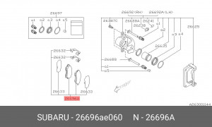 Колодки тормозные дисковые 26696-AE060 SUBARU