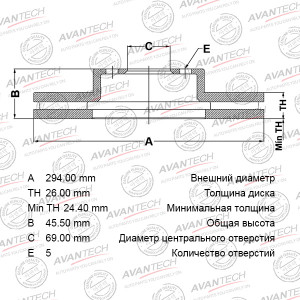 Диск тормозной BR0505S AVANTECH