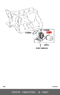 Фильтр масляный двигателя 15601-97202 DAIHATSU