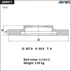 Диск тормозной A6R071B ADVICS