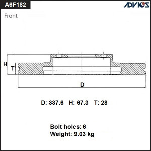 Диск тормозной A6F182B ADVICS