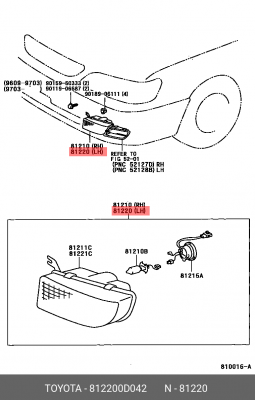 Фара противотуманная 81220-0D042 DAIHATSU