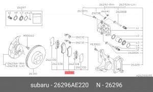 Колодки тормозные дисковые 26296-AE220 SUBARU