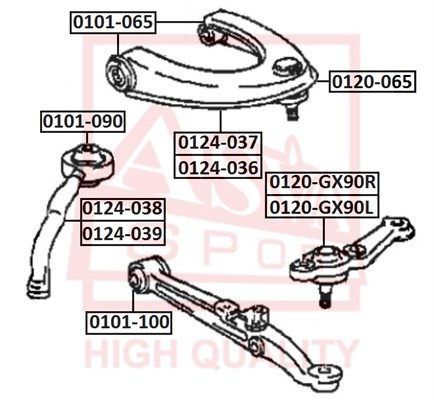 Опора шаровая подвески 0120-GX90R ASVA