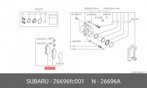 Колодки тормозные дисковые 26696-FC001 SUBARU