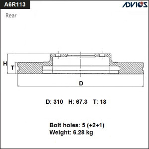 Диск тормозной A6R113B ADVICS