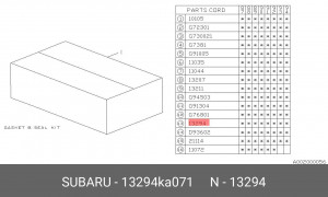 Прокладка крышки ГБЦ (комплект) 13294KA071 SUBARU