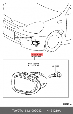 Фара противотуманная 81210-0D042 DAIHATSU