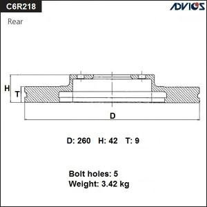 Диск тормозной C6R218B ADVICS