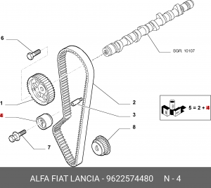 Натяжной ролик, ремень ГРМ 9622574480 ALFA FIAT LANCIA